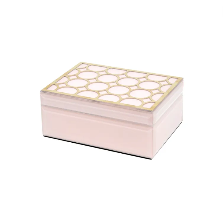 Pink jewel box with gold circle small