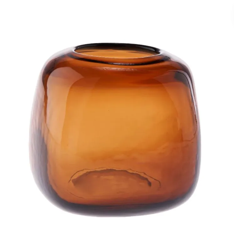 Amber Glass Vase Wide