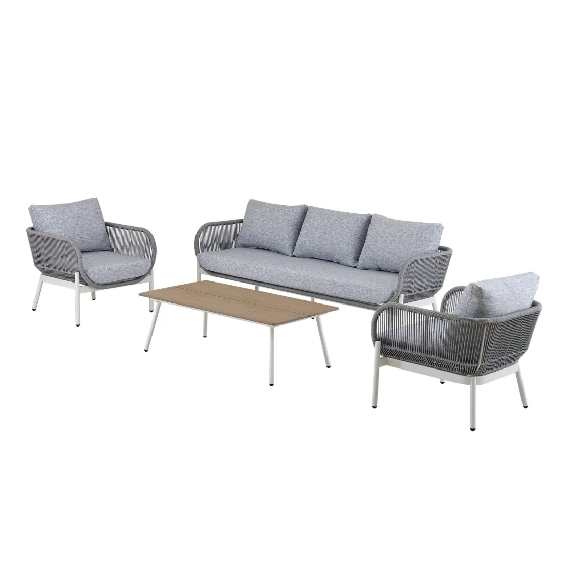 Outdoor 4 Piece Lounge Setting Grey