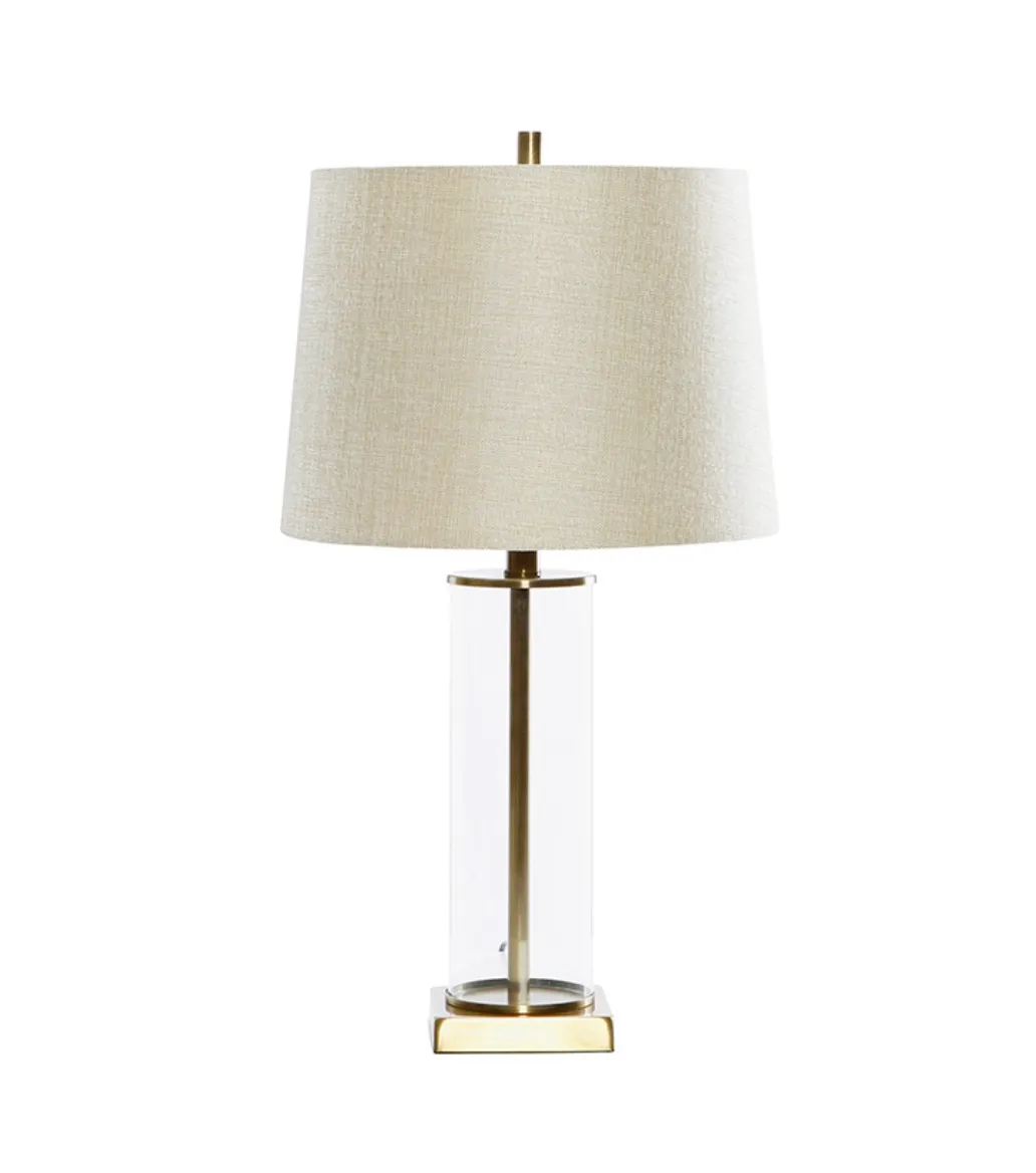Glass brass cylinder lamp