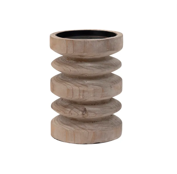 Natural Wooden Candle Holder Large
