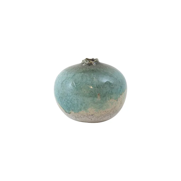 Ceramic green sage round vase large