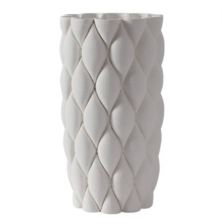 Ceramic White Quilted Vase Large