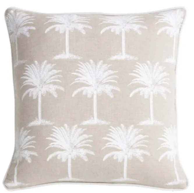 Sand white palm tree feather cushion