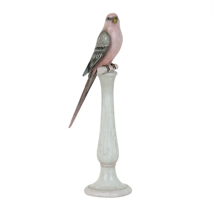 Resin Pink /Grey Finch on Perch