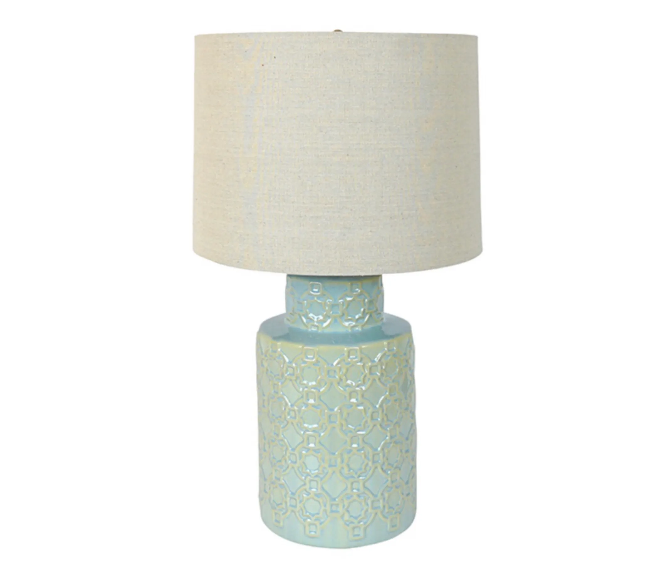 Ceramic Asian aqua & stone lamp