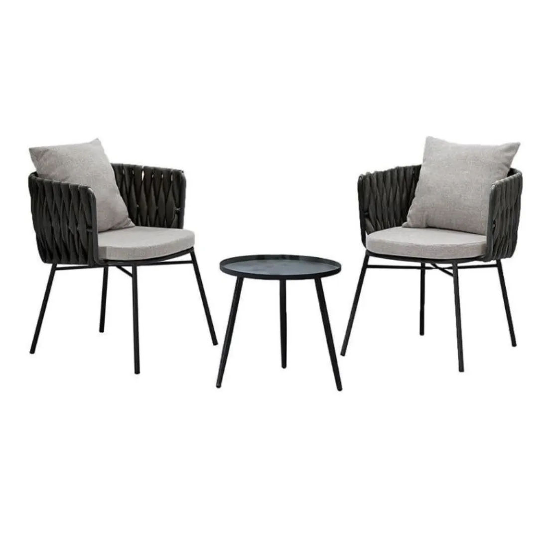 Outdoor 3- Piece Setting Woven Grey