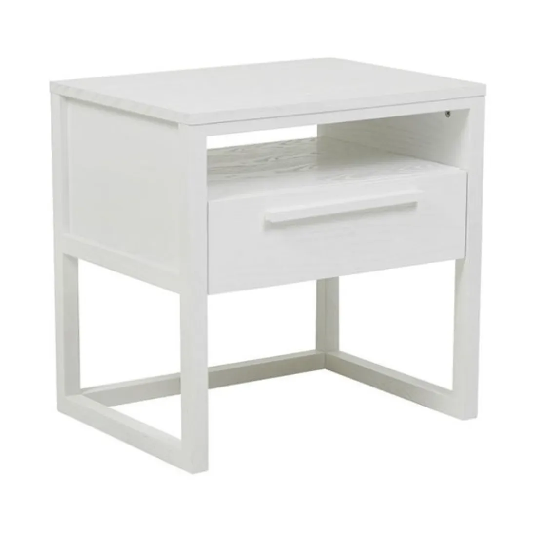 White Wooden One Draw Bedside Table