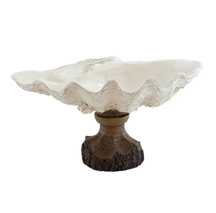 Resin Clam Shell Bowl on Stand