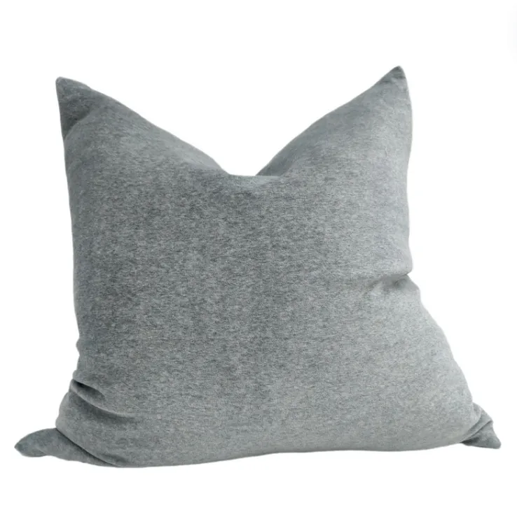 Blue / Grey Velvet Feather Cushion