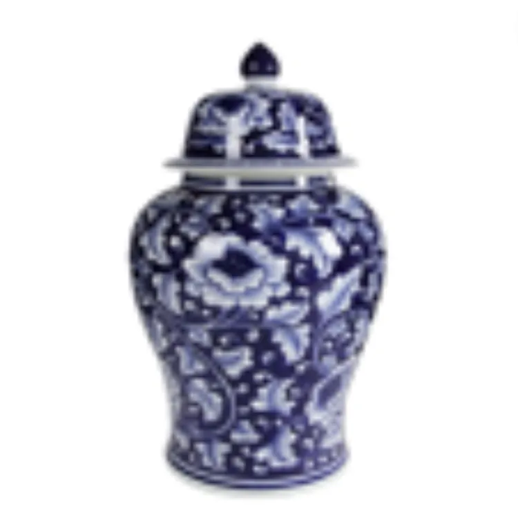 Navy Floral Ginger Jar Large