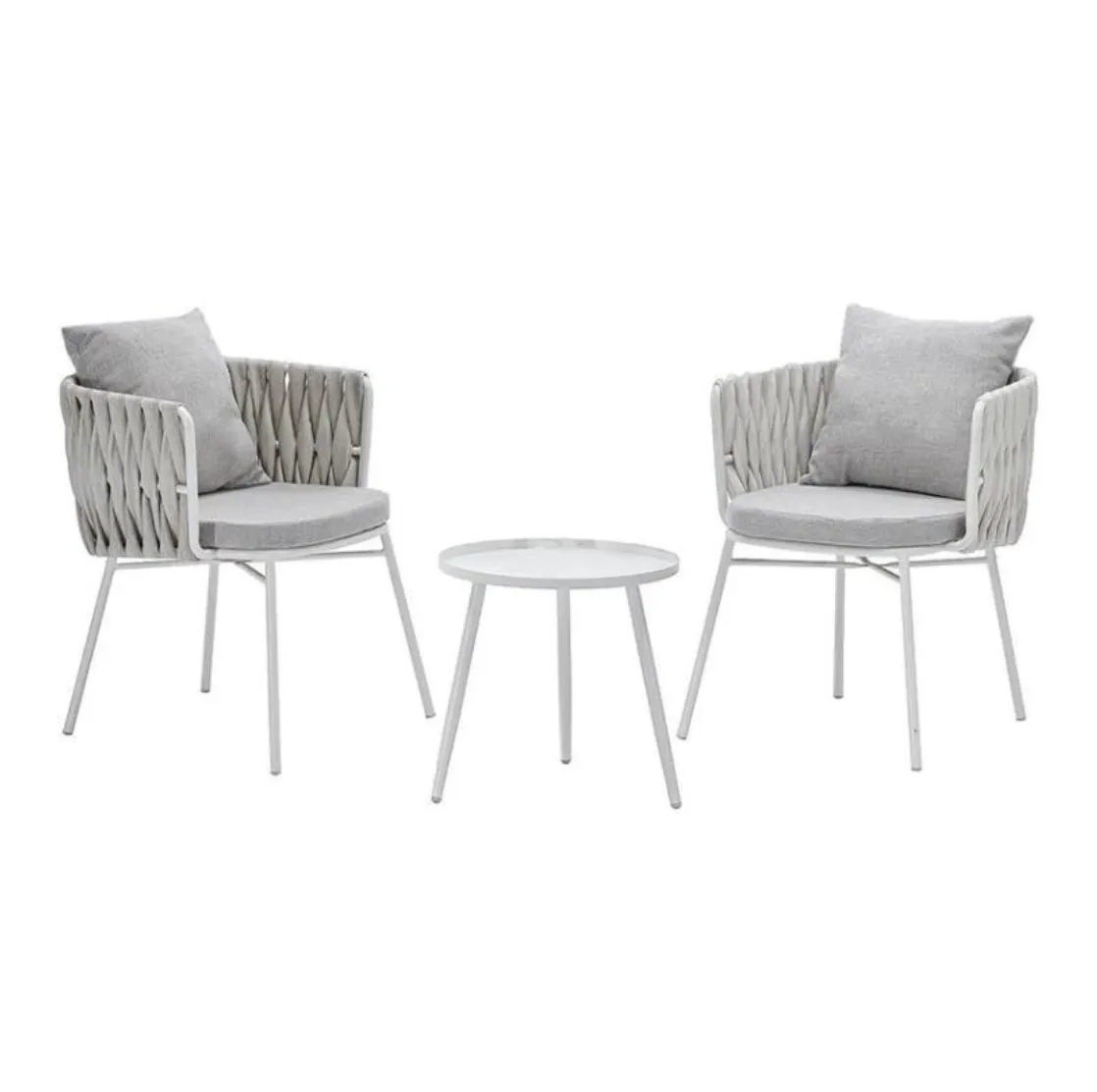 Outdoor 3-Piece Setting Woven White