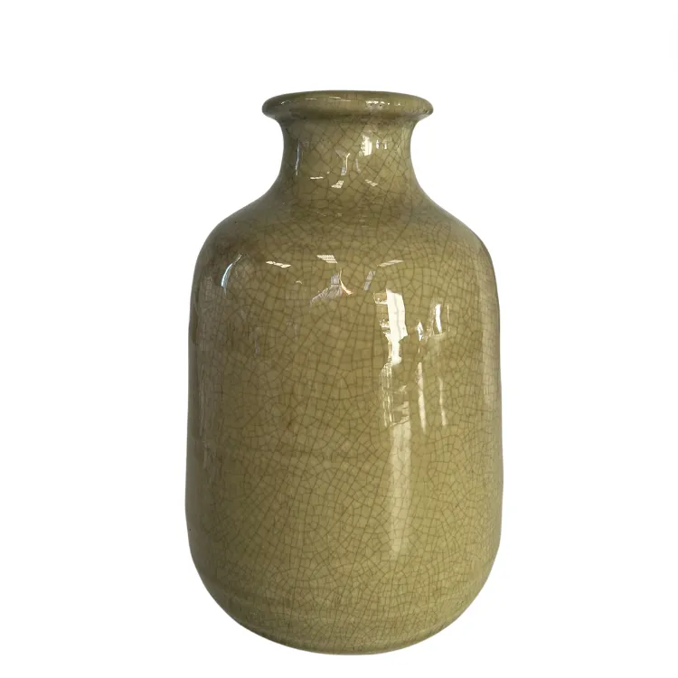Moss Green Ceramic Crackle Vase