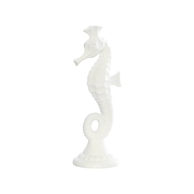 Resin matt white seahorse
