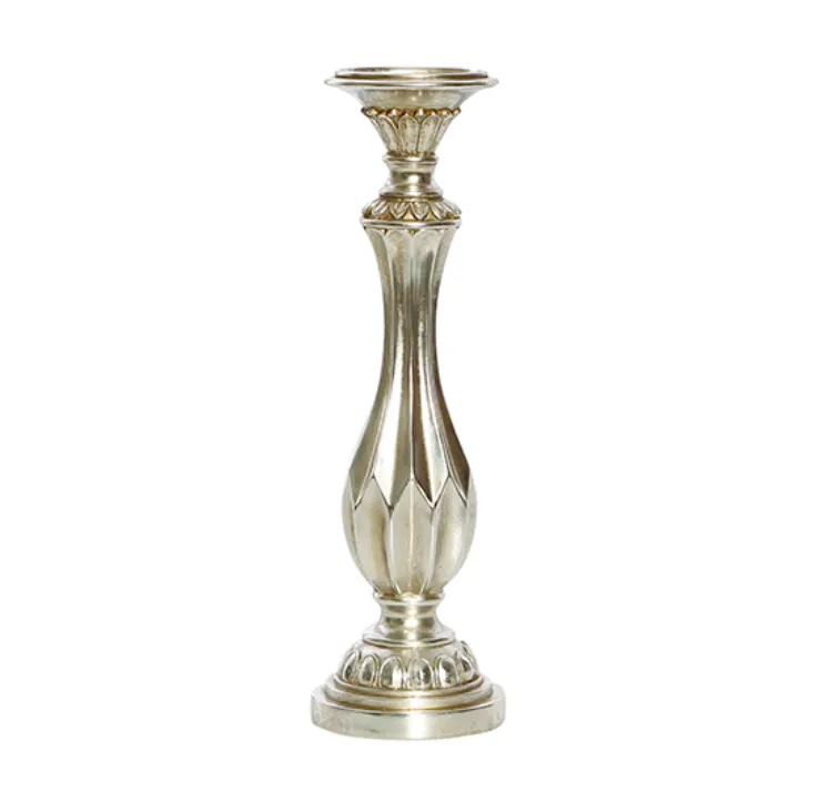 Resin Silver Facet Candle Holder Large