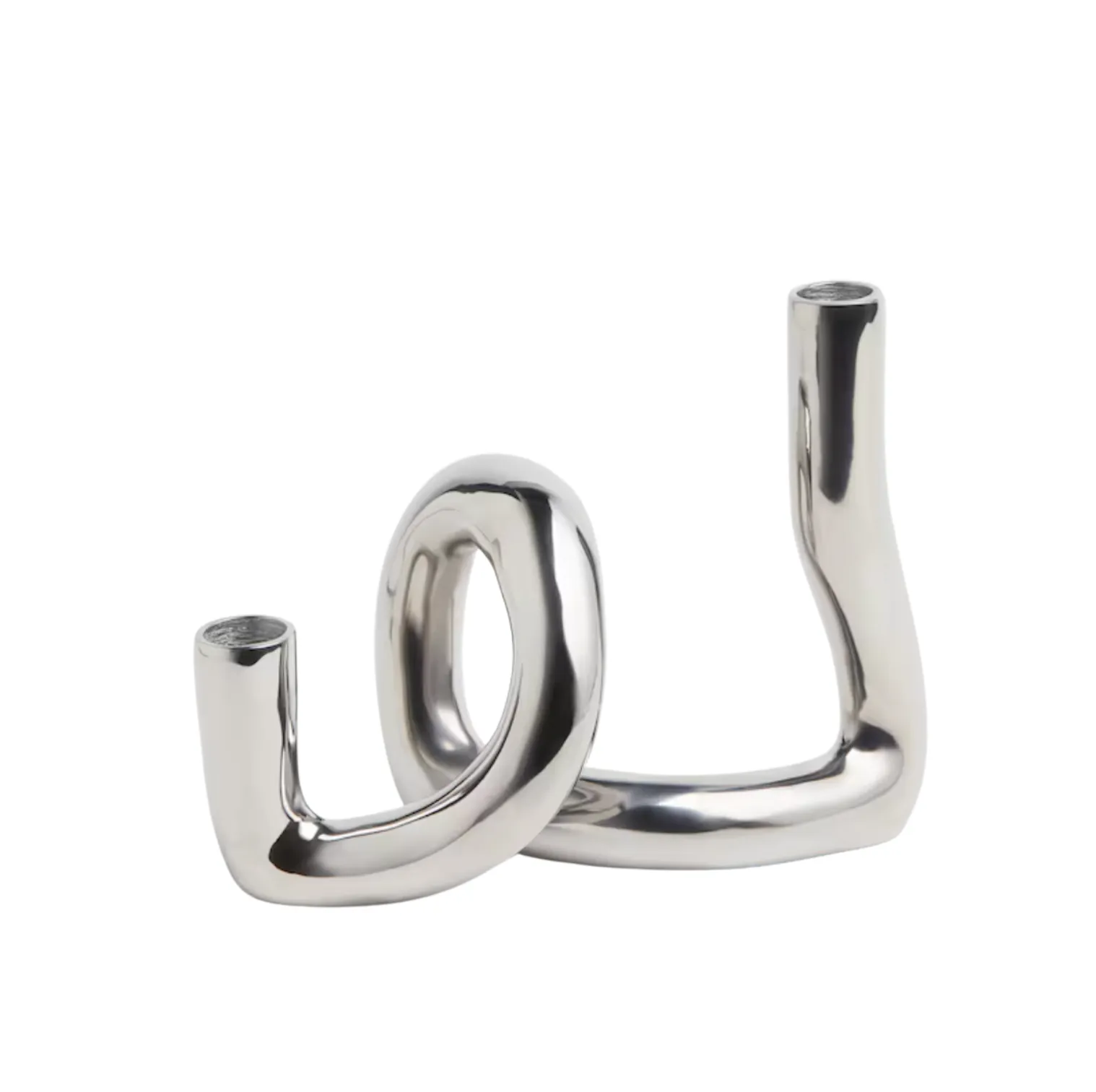 Silver Metal Swirl Candle Holder