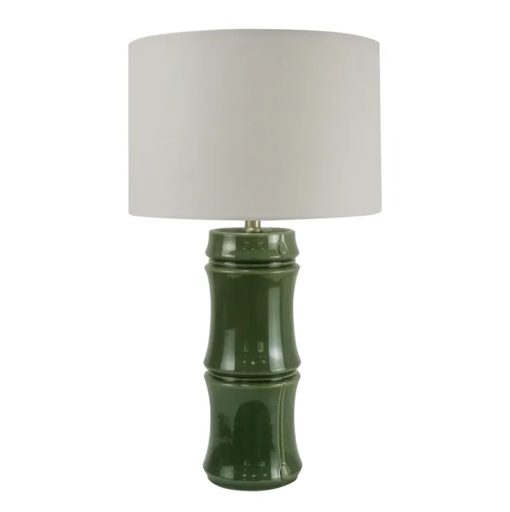Ceramic Olive Bamboo Lamp