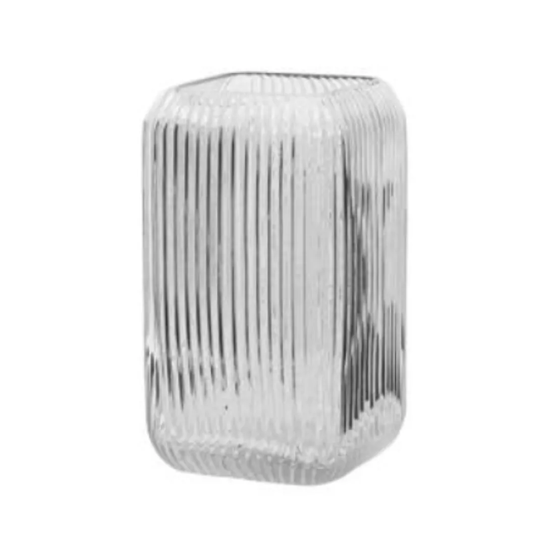 Clear Glass Ribbed Vase