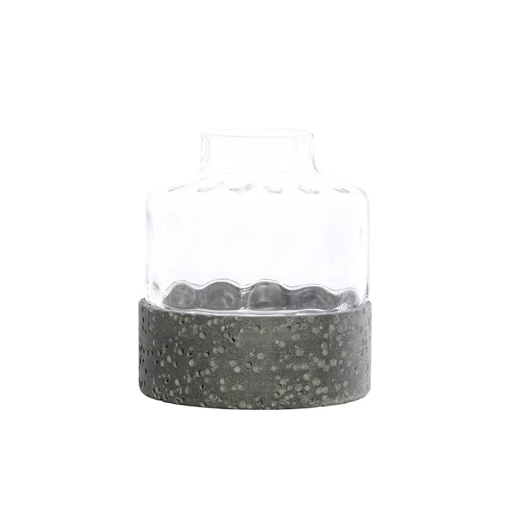 Dark grey concrete glass lantern wide
