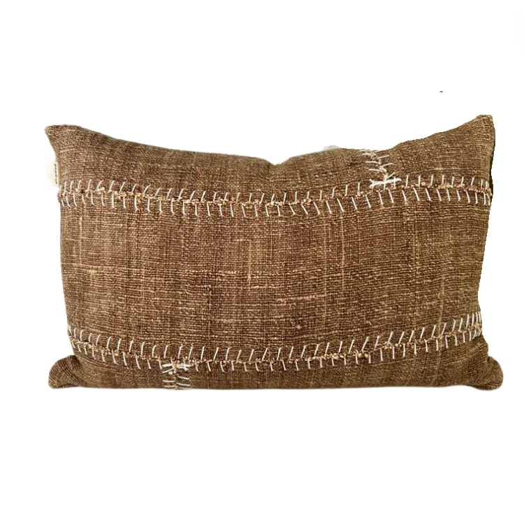 Brown with Stitching feather Lumber Cushion
