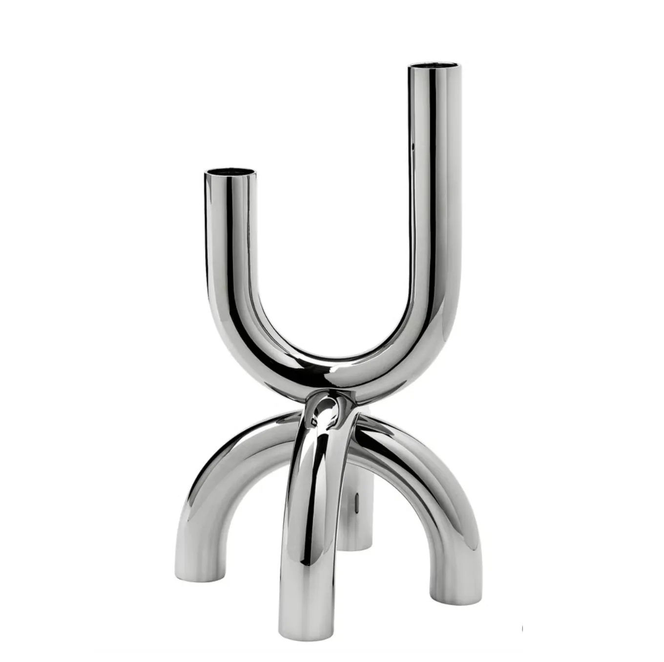 Silver Metal Candle Holder Curved