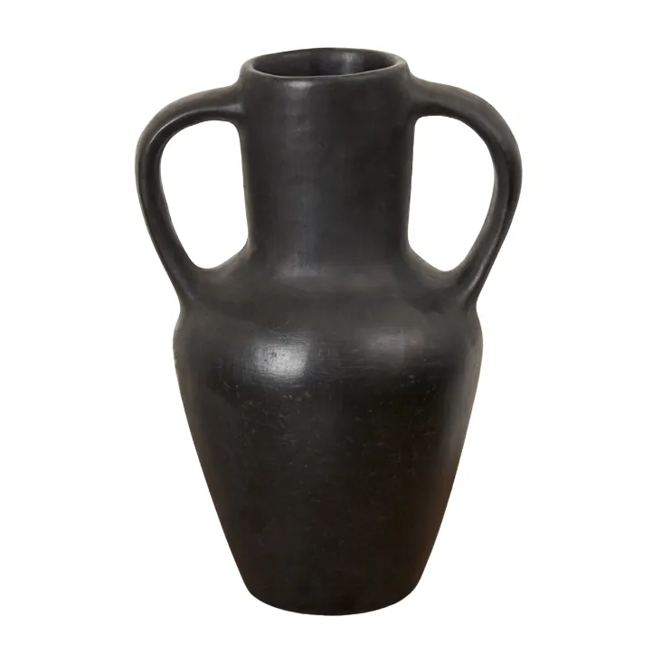 Black Ceramic Vase with Handles