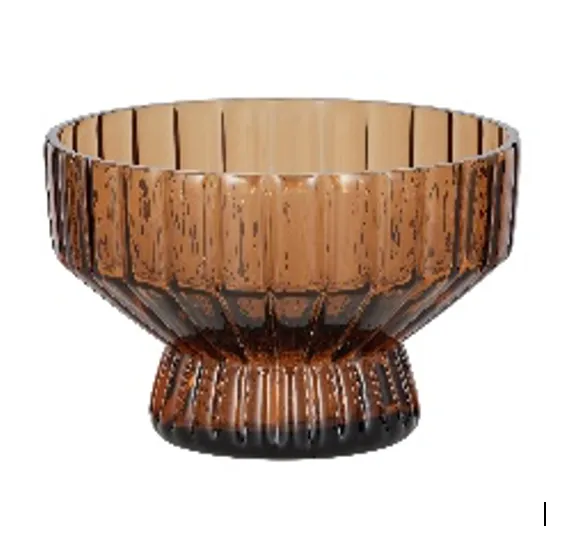 Taytum Glass Footed Bowl Amber