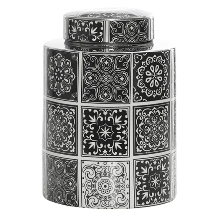 Blk / wht check ginger jar tall
