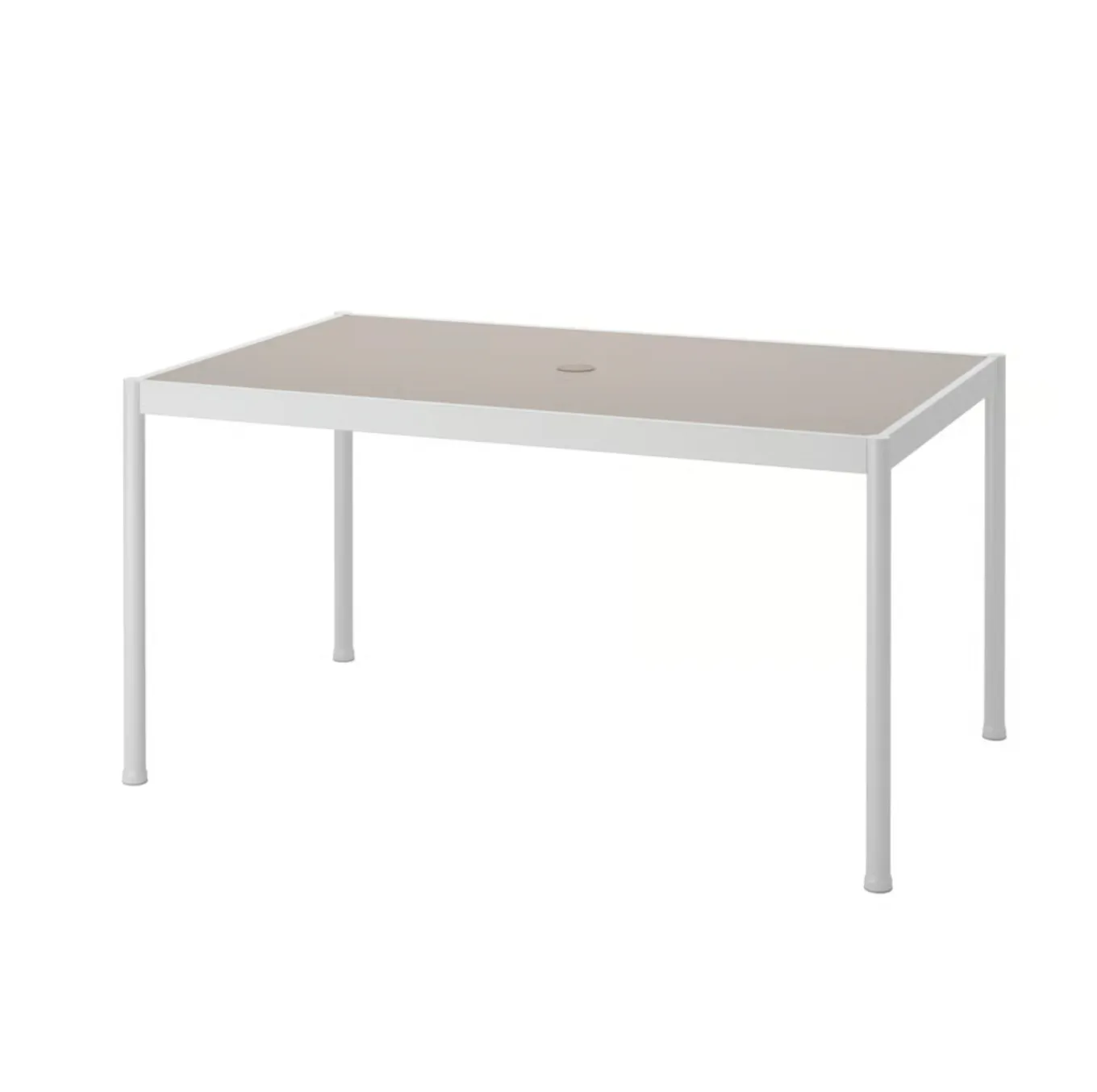 White/Beige Metal Outdoor Dining Table 150cm