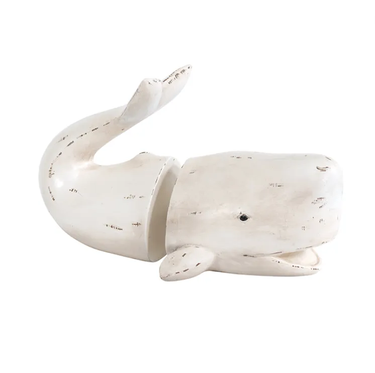 Resin Whitewash Whale Bookend 