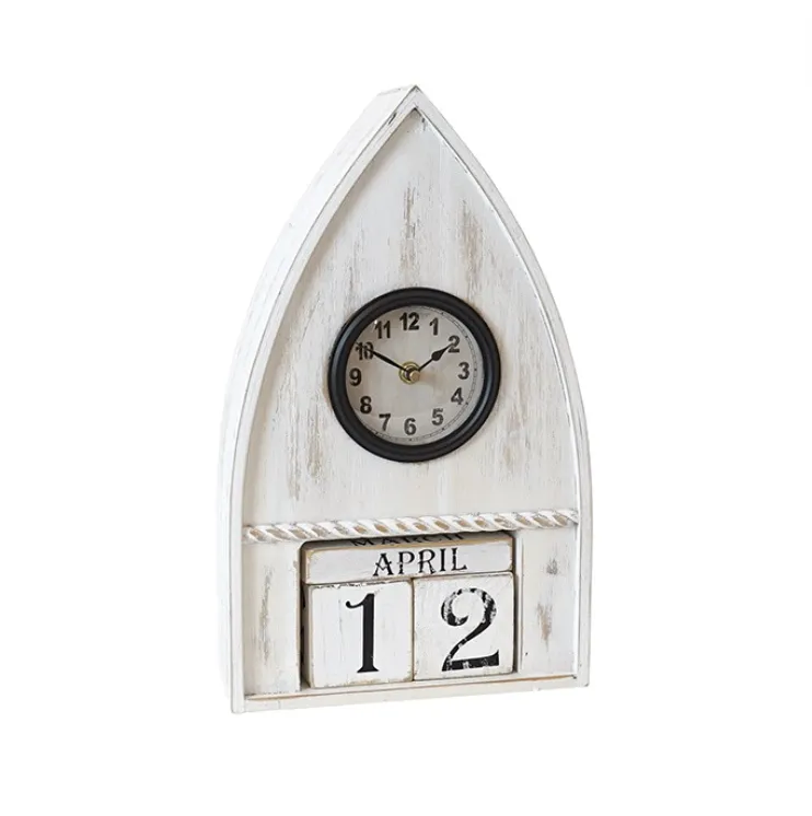 Whitewash Timber Boat Clock