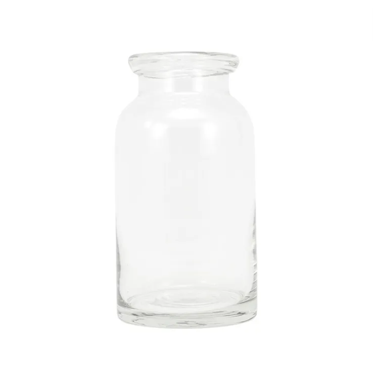 Clear Glass Vase with Lip Medium