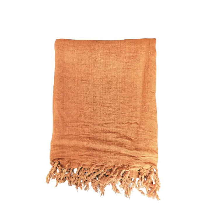 Rust Linen throw