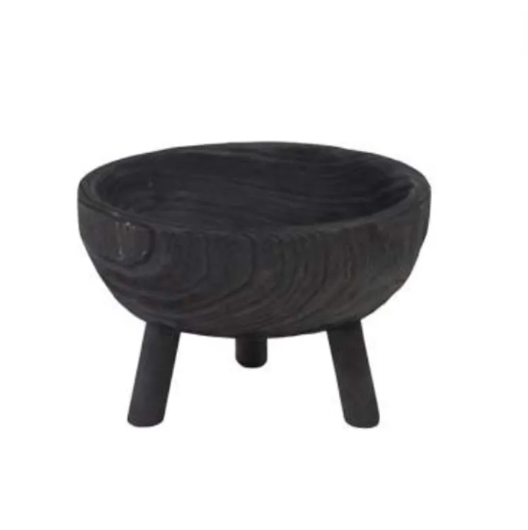 Black Wooden Riser Bowl with Legs 
