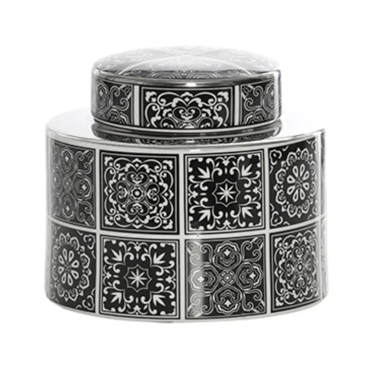 Blk / wht check ginger jar wide