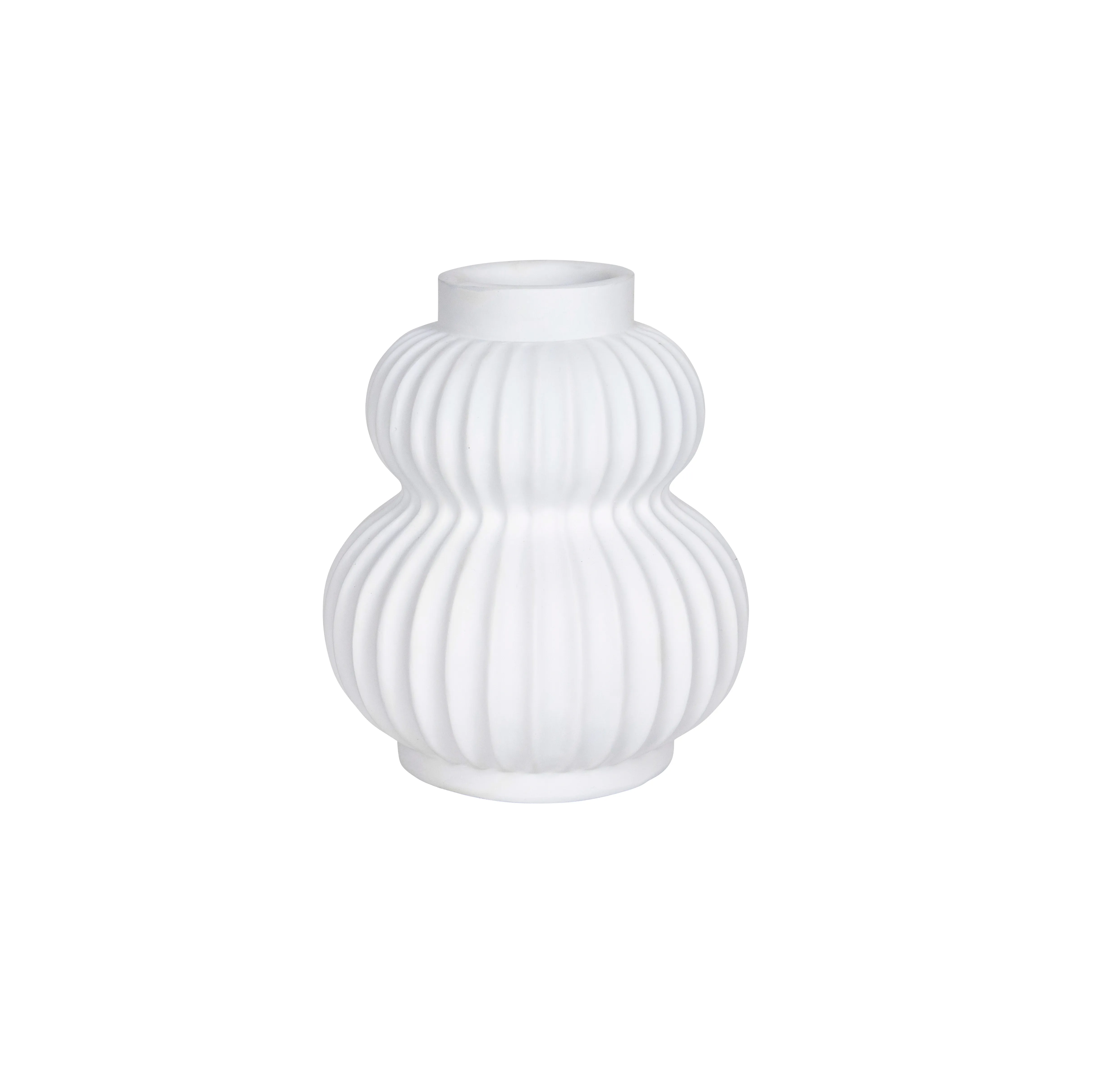 White Resin Ribbed Urchin Vase Small