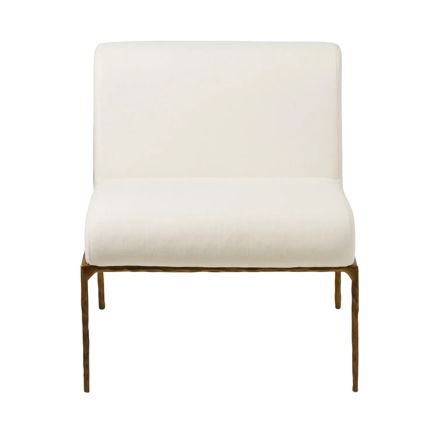 Powder White and Gold Metal Armchair