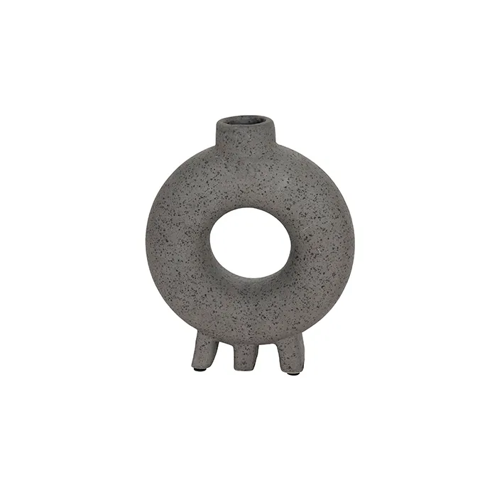 Ceramic grey stone circle vase small