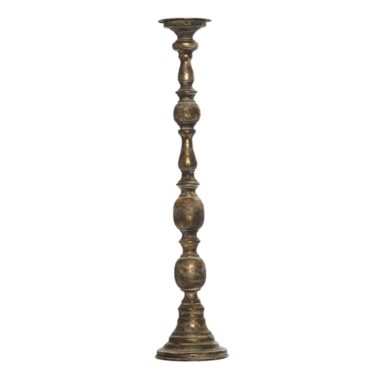 Gold Aged Candle Holder Large