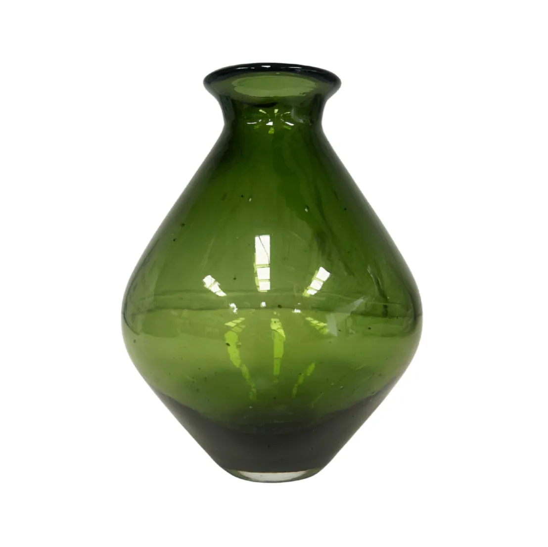 Green Glass Diamond Shape Vase