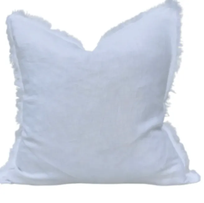 White linen with frill feather euro