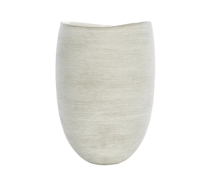Ceramic etched grey vase large