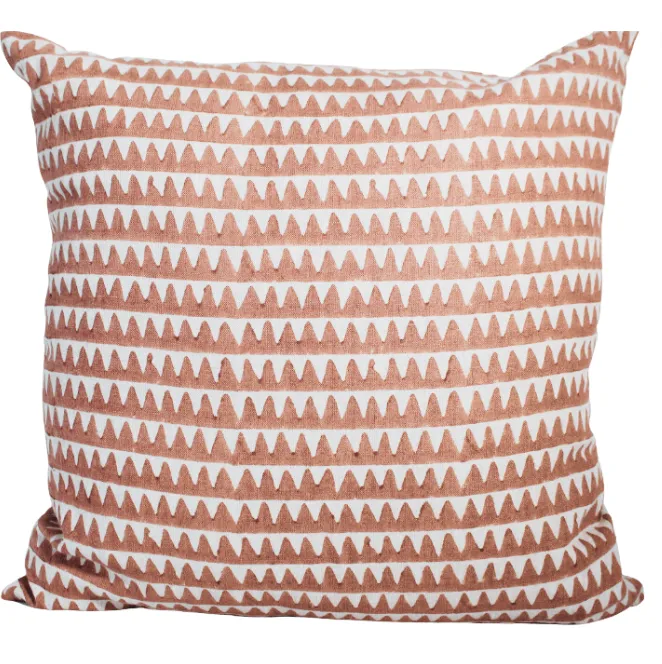 Pink triangle block print feather cushion
