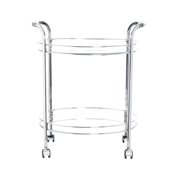Silver clear glass oval Bar Cart