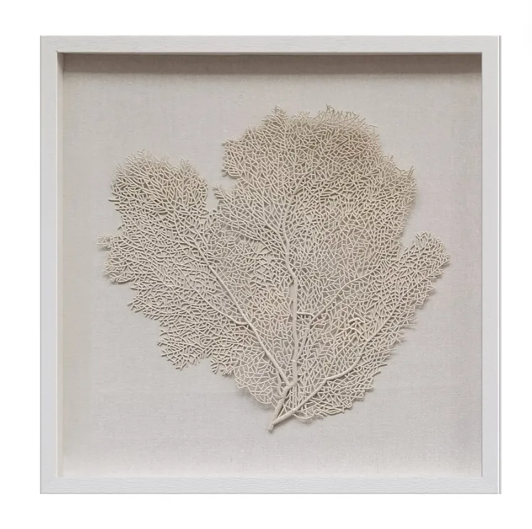 Taupe Coral Cream Linen Art