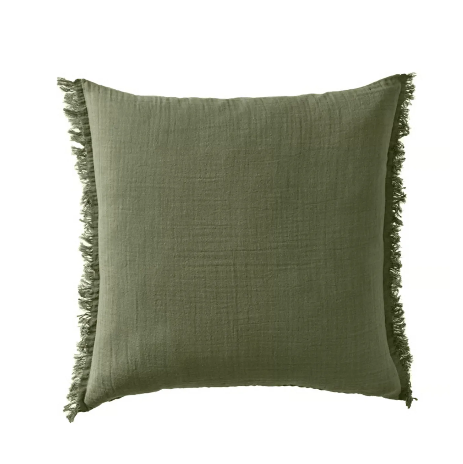 Linen frill Cushion Green