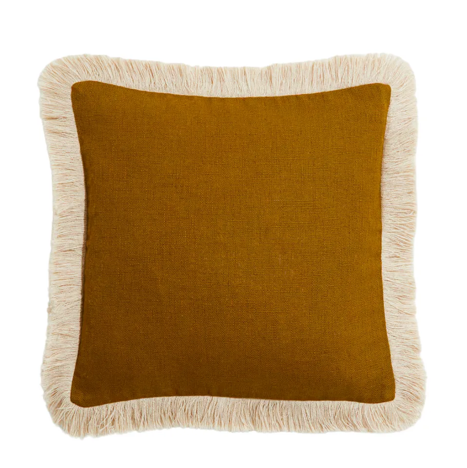 Dijon Mustard Cream Frilled Cushion 