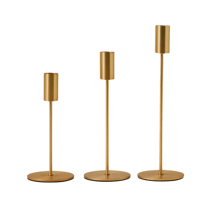 Brushed Gold Taper Candle Holder 
