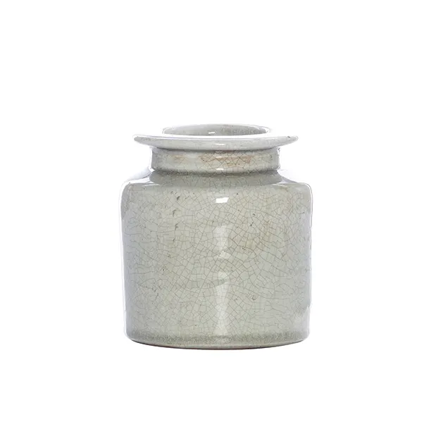 Ceramic green moss vase small