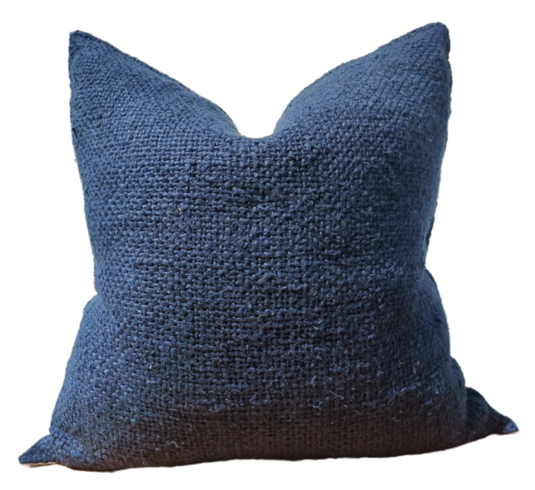 Navy Hand Loomed Feather Cushion